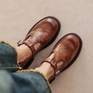 Brown Leather TStrap Mary Jane’s 7 Women's Shoes Clark & Campbell Toronto
